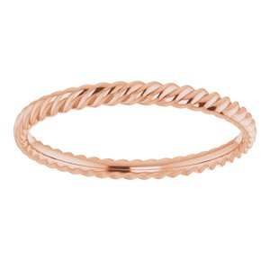 14K Yellow Or Rose Gold 2.2 mm Skinny Rope Band
