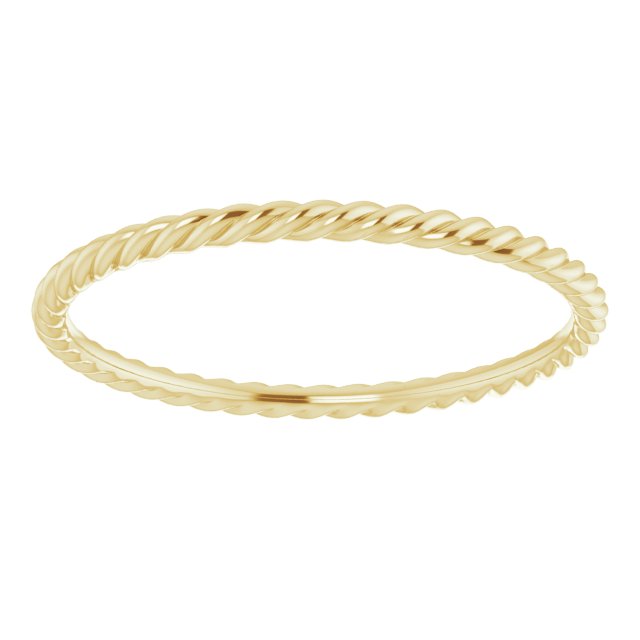 14K Yellow Or White Or Rose Gold Or Sterling Silver Or Platinum Polished Skinny Rope Standard-Fit Band,