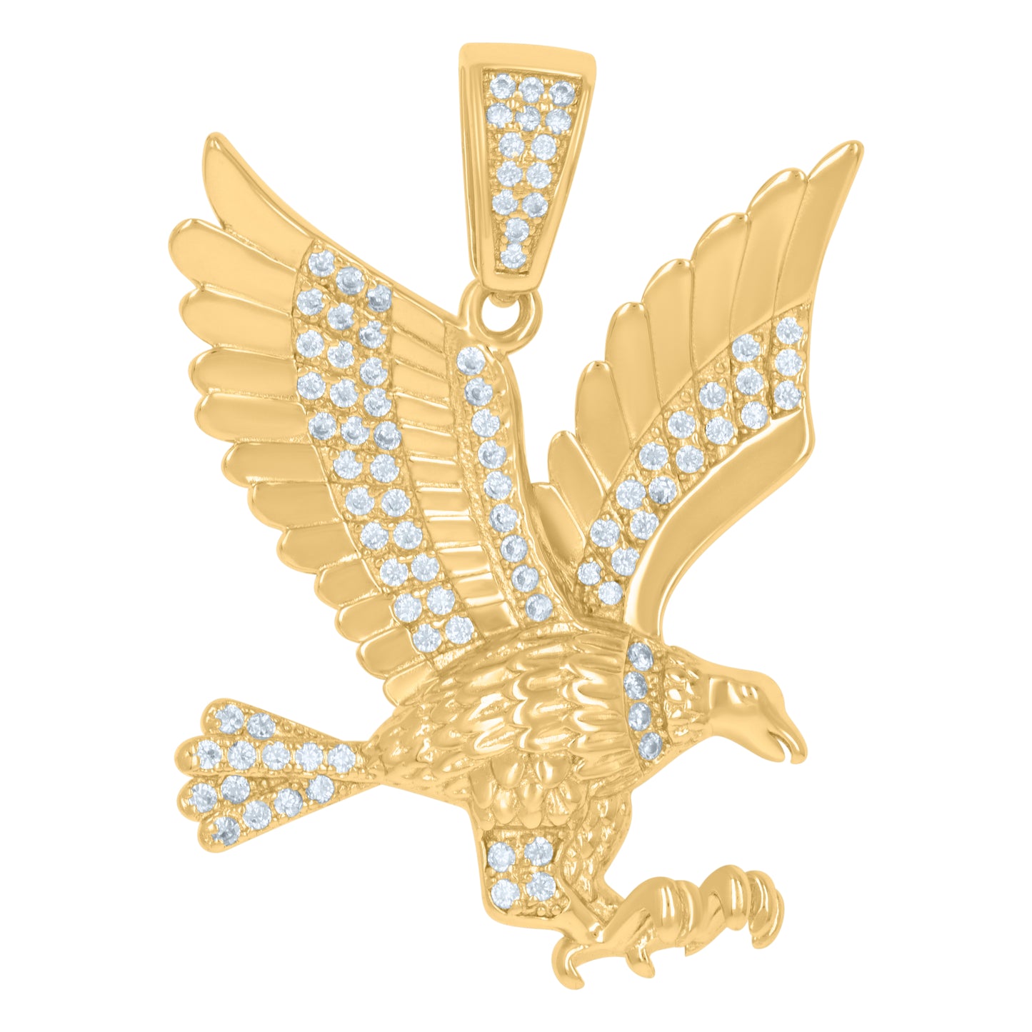 Sterling Silver Mens Cubic-Zirconia Eagle Birds Wildlife Charm Pendant