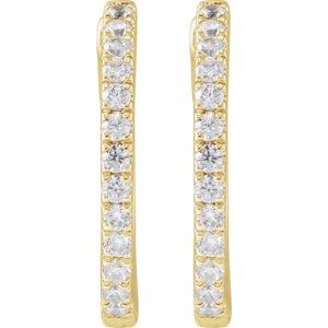 14K Yellow Gold Pair Round Shape 1.4Mm Si1-Si2, Gh 1/3 Ctw Lab-Grown Diamond Hoop Earrings, Length: 16.3 Mm, Thickness: 1.7 Mm