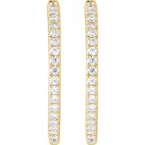 14K Yellow Gold Pair Round Shape 1.4Mm Si1-Si2, Gh 1/2 Ctw Lab-Grown Diamond Hoop Earrings, Length: 22.9 Mm, Thickness: 1.7 Mm