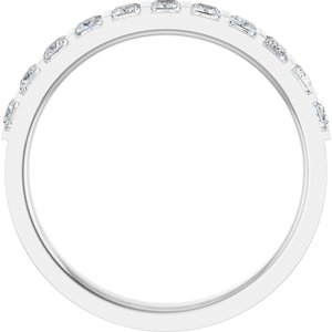 14K White Gold Square 2 X 2 Mm Polished 1/2 Ctw Natural Diamond Anniversary Band Size 7