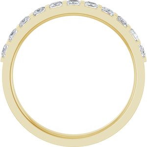 14K Yellow Gold Square 2 X 2 Mm Polished 1/2 Ctw Natural Diamond Anniversary Band Size 7