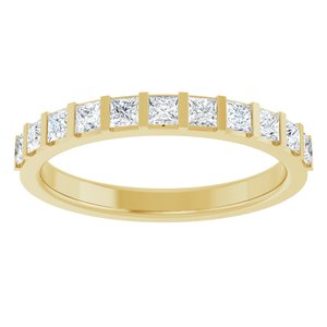14K Yellow Gold Square 2 X 2 Mm Polished 1/2 Ctw Natural Diamond Anniversary Band Size 7