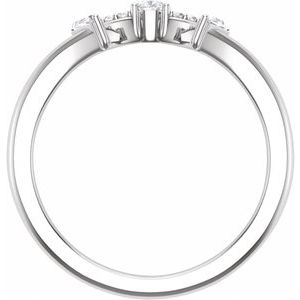 14K White Gold Natural Diamond Pear 4 X 2.6 Mm Polished 1/5 Ctw Natural Diamond Contour Band Size 7