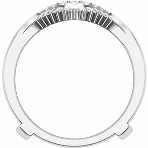 14K White Gold Natural Diamond Straight Baguette 1.8 X .9 Mm Polished 3/8 Ctw Natural Diamond Double Row Ring Guard Size 7