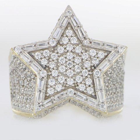 10K Yellow Gold 4.00 Cttw Diamond Mens "Star" Rings