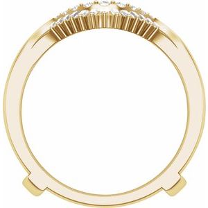 14K Yellow Gold Natural Diamond Straight Baguette 1.8 X .9 Mm Polished 3/8 Ctw Natural Diamond Double Row Ring Guard Size 7