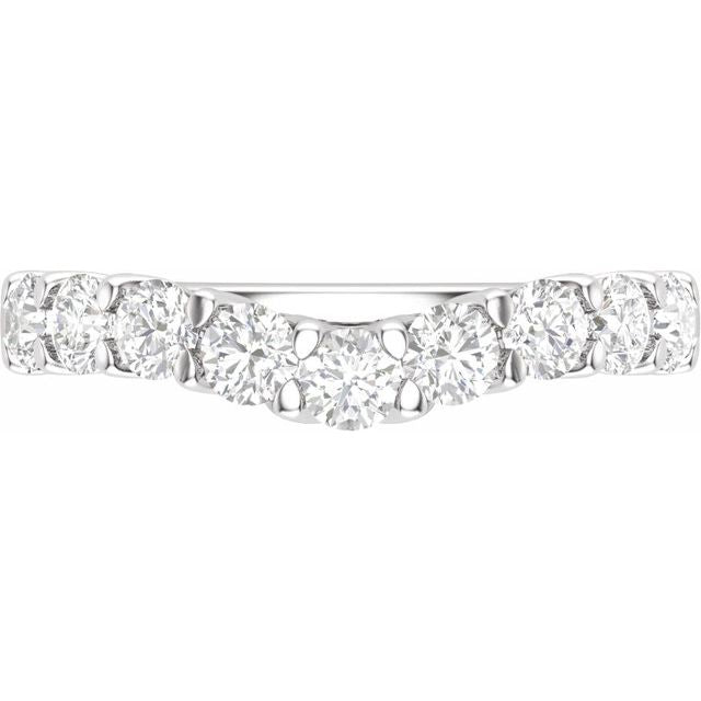 14K Yellow Or White Gold Round 3.2 Mm Vs, F+ Polished 1 Ctw Lab-Grown Diamond Contour Band, Size 7