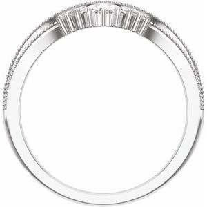 14K White Gold Tapered Baguette 2.3 X 1.2 X 1.1 Mm Polished 1/6 Ctw Natural Diamond Contour Band Size 7