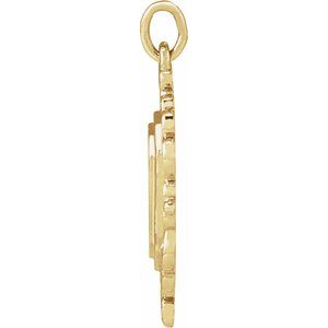 14K Yellow Gold 21.63 X 13.51 Mm Polished Engravable Scroll Pendant