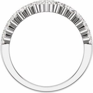 14K White Gold Round 3.1 Mm Polished 1 Ctw Lab-Grown Diamond Double Row Contour Band Size 7