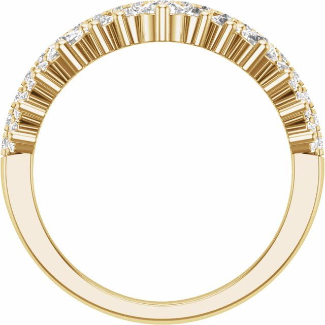 14K Yellow Gold Round 3.1 Mm Polished 1 Ctw Lab-Grown Diamond Double Row Contour Band, Size 7