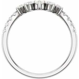 14K White Gold Pear 4.3 X 2.8 Mm Polished 3/4 Ctw Lab-Grown Diamond Contour Band Size 7