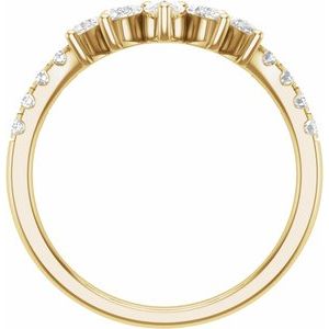 14K Yellow Gold Pear 4.3 X 2.8 Mm Polished 3/4 Ctw Lab-Grown Diamond Contour Band Size 7