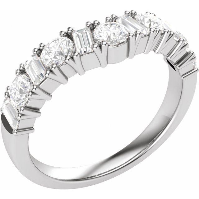 14K White Gold Round 3.3 Mm Vs, F+ Polished 1 Ctw Lab-Grown Diamond Contour Band, Size 7