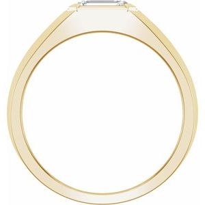 14K Yellow Gold Lab-Grown Diamond Emerald 7 X 4.8 Mm Polished 1 Ct Lab-Grown Diamond Mens Solitaire Band Size 10