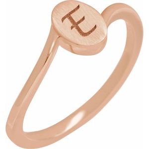 14K Rose Gold Oval 5.5 X 7.5 Mm Brush Polished Bypass Engravable Signet Ring Size 7