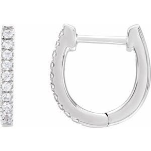 14K White Gold 13 X 12.33 Mm 2 Mm Round 1.2Mm Pair Hinged Polished 1/6 Ctw Lab-Grown Diamond Hoop Earrings