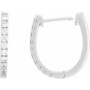 14K White Gold 18 X 15.24 Mm 2 Mm Round 1.8Mm Pair Hinged Polished 1/2 Ctw Lab-Grown Diamond Hoop Earrings
