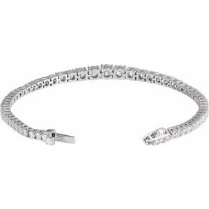 14K White Gold Round 4.9Mm G-H Si1-Si2 6 Ctw Lab-Grown Diamond Line Bracelet, Length: 7 In