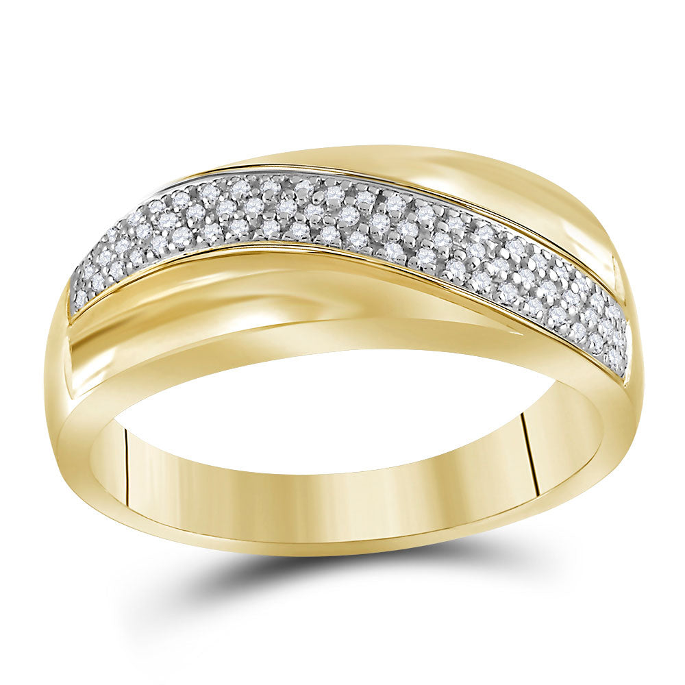 10K Yellow Gold His Hers Round Diamond Solitaire Matching Wedding Set 1/2 Cttw, Womens Size: 5-10, Mens Size: 7-13