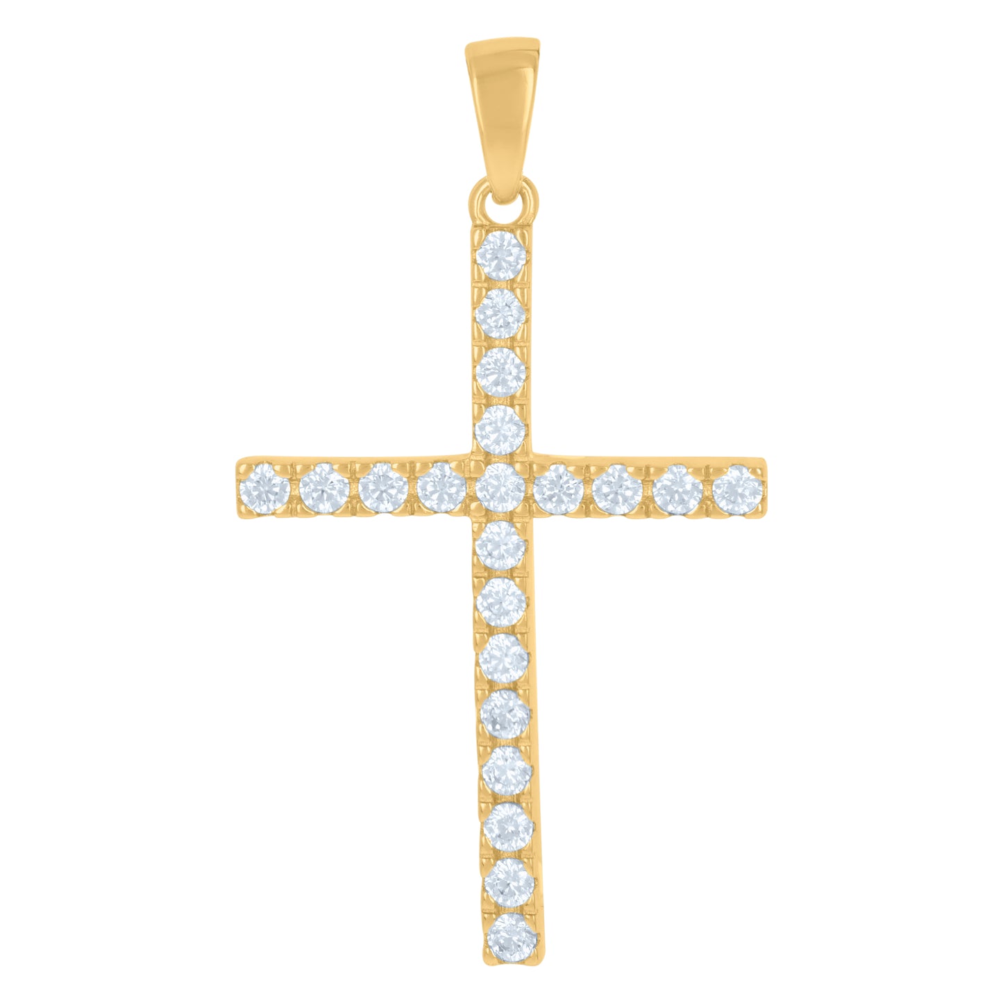 Sterling Silver Mens Cubic-Zirconia Cross Religious Charm Pendant