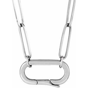 14K White Gold 13.73 X 7.65 Mm 16 In Polished Charm Necklace