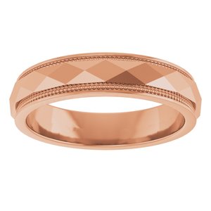 10K Yellow Or White Or Rose Gold 4 mm Milgrain Stepped-Edge Geometric Faceted Band