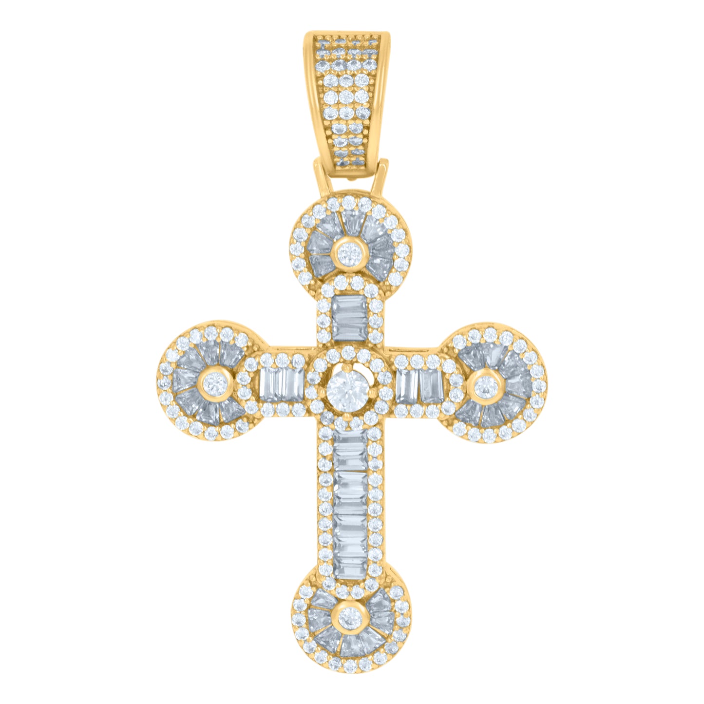 Sterling Silver Mens Cubic-Zirconia Cross Religious Charm Pendant