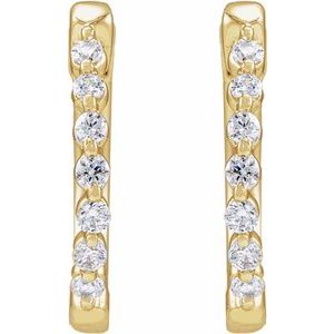 14K Yellow Gold Pair Round Shape 1.5Mm Si1-Si2, Gh 1/5 Ctw Lab-Grown Diamond Hoop Earrings, Length: 15.3 Mm, Thickness: 2 Mm