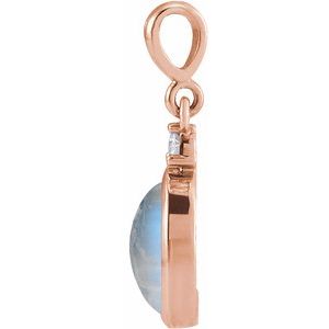14K Rose Gold 6x4 mm .015 CT Natural Diamond Pendant