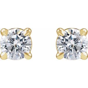 14K Yellow Gold Round 4Mm Si1-Si2, G-H 1/2 Ctw Lab-Grown Diamond 4-Prong Claw Cocktail Style Stud Friction Back Earrings