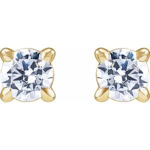 14K Yellow Gold Round 3Mm Si1-Si2, G-H 1/5 Ctw Lab-Grown Diamond 4-Prong Claw Cocktail Style Stud Friction Back Earrings