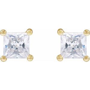14K Yellow Gold Square 2 X 2Mm Si, G-H 1/10 Ctw Lab-Grown Diamond 4-Prong Friction Back Earrings