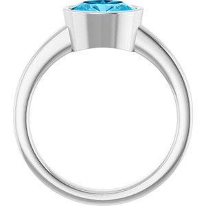 14K White Gold Natural Aquamarine Oval 8 X 6 Mm Polished Natural Aquamarine Solitaire Ring Size 7
