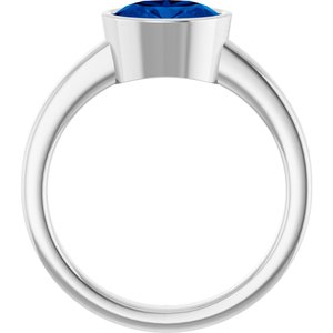 14K White Gold Oval 8 X 6 Mm Polished Lab-Grown Blue Sapphire Solitaire Ring Size 7