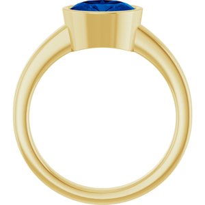 14K Yellow Gold Oval 8 X 6 Mm Polished Lab-Grown Blue Sapphire Solitaire Ring Size 7