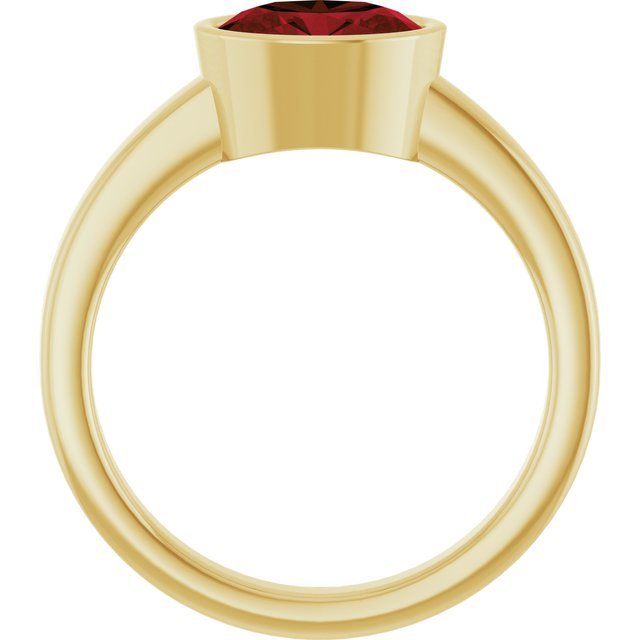 14K Yellow Gold Oval 8 X 6 Mm Polished Natural Mozambique Garnet Solitaire Ring, Size 7