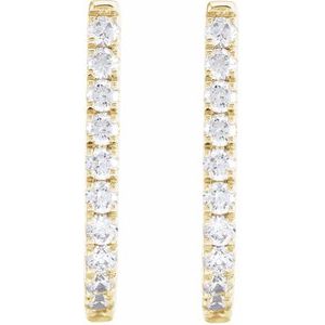14K Yellow Gold 21 X 15.48 Mm 2 Mm Lab-Grown Diamond Round 2Mm Pair Hinged Polished 3/4 Ctw Lab-Grown Diamond Hoop Earrings