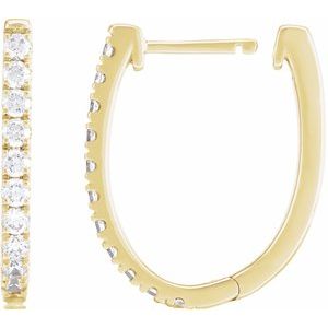14K Yellow Gold 21 X 15.48 Mm 2 Mm Lab-Grown Diamond Round 2Mm Pair Hinged Polished 3/4 Ctw Lab-Grown Diamond Hoop Earrings