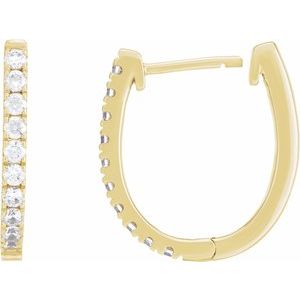 14K Yellow Gold 18 X 15.24 Mm 2 Mm Lab-Grown Diamond Round 1.8Mm Pair Hinged Polished 1/2 Ctw Lab-Grown Diamond Hoop Earrings