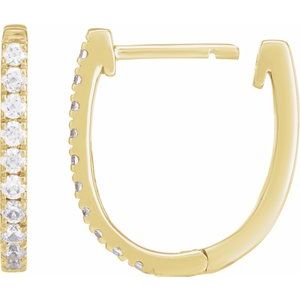 14K Yellow Gold 16 X 13.22 Mm 2 Mm Lab-Grown Diamond Round 1.6Mm Pair Hinged Polished 1/3 Ctw Lab-Grown Diamond Hoop Earrings