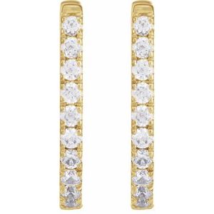 14K Yellow Gold 16 X 13.22 Mm 2 Mm Lab-Grown Diamond Round 1.6Mm Pair Hinged Polished 1/3 Ctw Lab-Grown Diamond Hoop Earrings