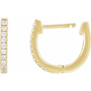 14K Yellow Gold 13 X 12.33 Mm 2 Mm Lab-Grown Diamond Round 1.2Mm Pair Hinged Polished 1/6 Ctw Lab-Grown Diamond Hoop Earrings
