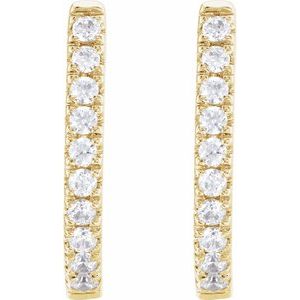 14K Yellow Gold 13 X 12.33 Mm 2 Mm Lab-Grown Diamond Round 1.2Mm Pair Hinged Polished 1/6 Ctw Lab-Grown Diamond Hoop Earrings