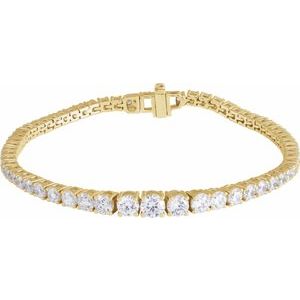 14K Yellow Gold Round 4.9Mm G-H Si1-Si2 6 Ctw Lab-Grown Diamond Line Bracelet, Length: 7 In