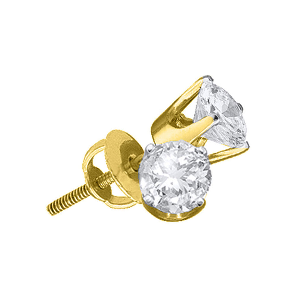 14K White Or Yellow Gold Womens Round Diamond Solitaire Earrings