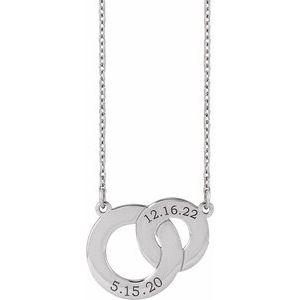 Sterling Silver 15.96 X 13 Mm 18 In Polished Engravable Interlocking Circles Necklace