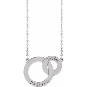 14K White Gold 20.72 X 16 Mm 18 In Polished Engravable Interlocking Circles Necklace